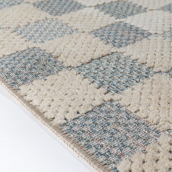 Blauer, waschbarer Teppich mit Baumwollanteil, 155 x 230 cm Muted Checkerboard - Flair Rugs-image-4