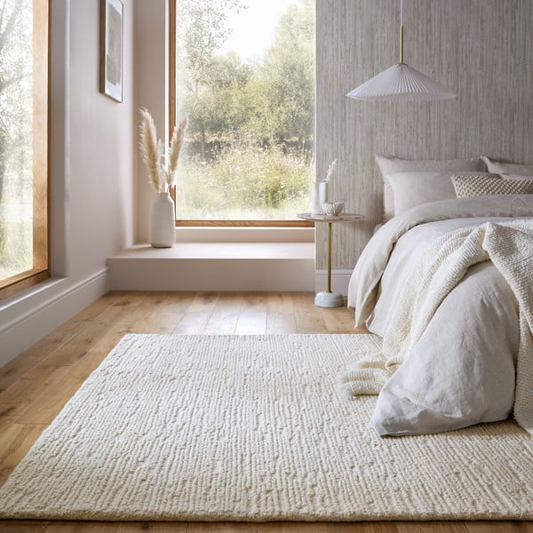 Handgewebter Wollteppich in Elfenbeinfarbe, 200 × 290 cm Harris Boucle - Flair Rugs-image-1