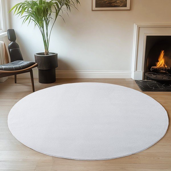Weißer runder Teppich, Durchmesser 120 cm Joy 1400 - Ayyildiz Carpets-image-1
