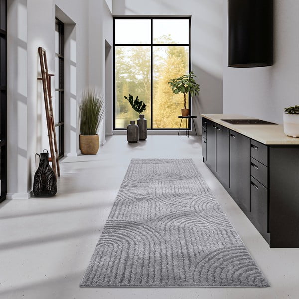 Grauer Läufer 80 × 240 cm Chappe Light Grey - Elle Decoration-image-1