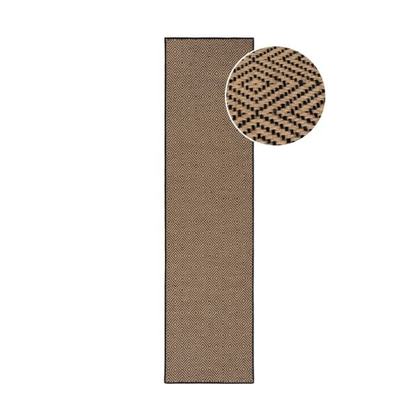 Schwarzer/naturfarbener Jute-Läufer 60 × 800 cm Diamond - Flair Rugs