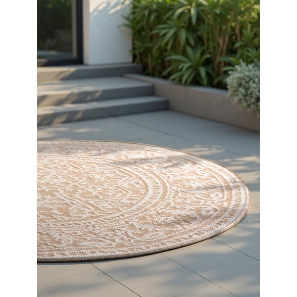 Runder Teppich für den Innen- und Außenbereich in den Farben Beige und Elfenbein, Ø 160 cm Duet Kona - Hanse Home-image-4