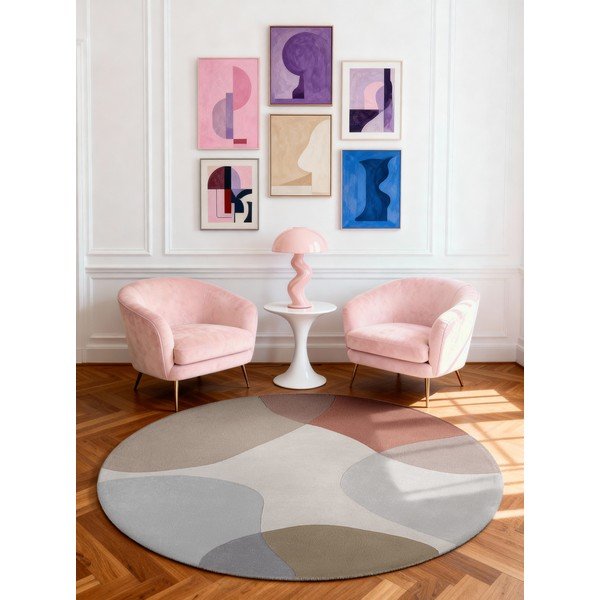 Beiger, handgewebter, runder Wollteppich, Durchmesser 200 cm Hackney Clarissa - Ted Baker-image-1