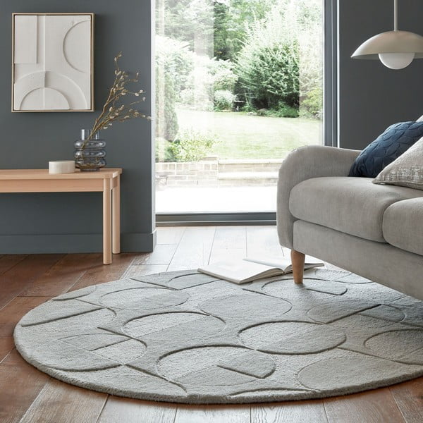 Grauer runder Wollteppich, Ø 160 cm Gigi - Flair Rugs-image-1