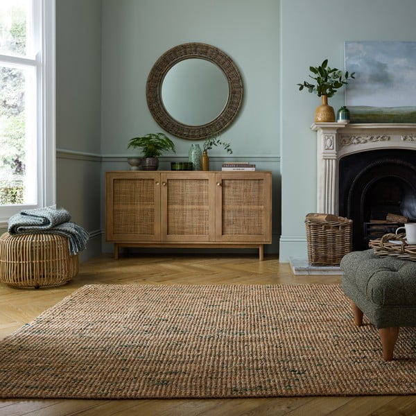 Grün/in Naturfarbe, doppelseitig, handgewebter Jute-Teppich, 200 × 290 cm Jute Boucle Green - Flair Rugs-image-1