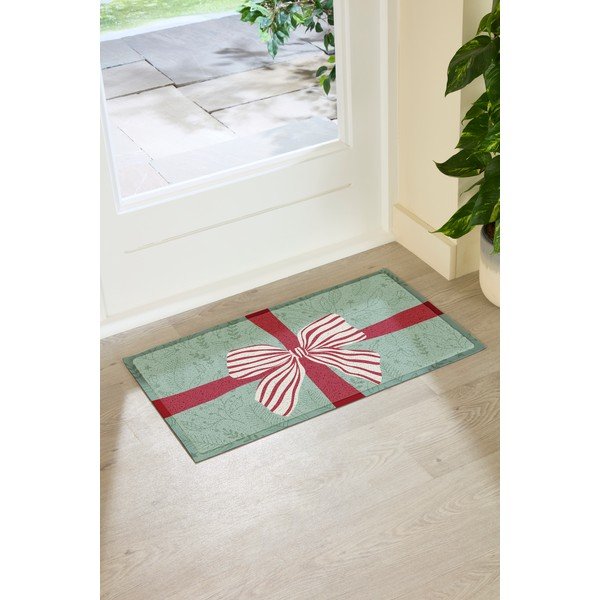 Fußmatte recycelter Kunststoff Weihnachten 40x70 cm Red & White Stripe Bow – Artsy Doormats-image-2