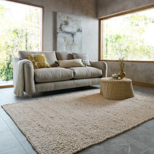 Gelb/hellgrauer, handgewebter Teppich, 160 × 230 cm Finley - Flair Rugs-image-1