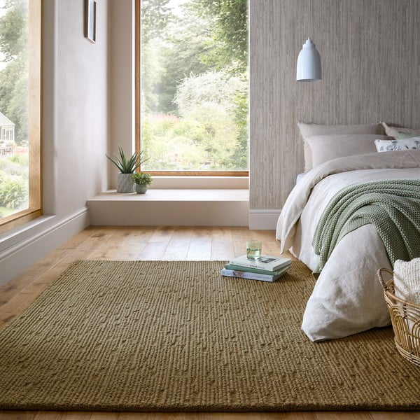 Khaki-farbener, handgewebter Wollteppich, 160 x 230 cm Harris Boucle - Flair Rugs-image-1