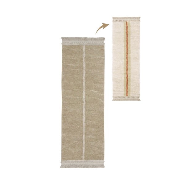 Beige Baumwoll-Läufer 80 x 230 cm Duetto Sage - Lorena Canals