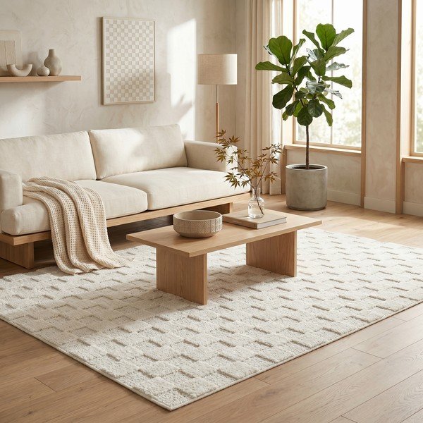 Cremefarbener Teppich 120 × 170 cm Mosaic - ESTE-image-2