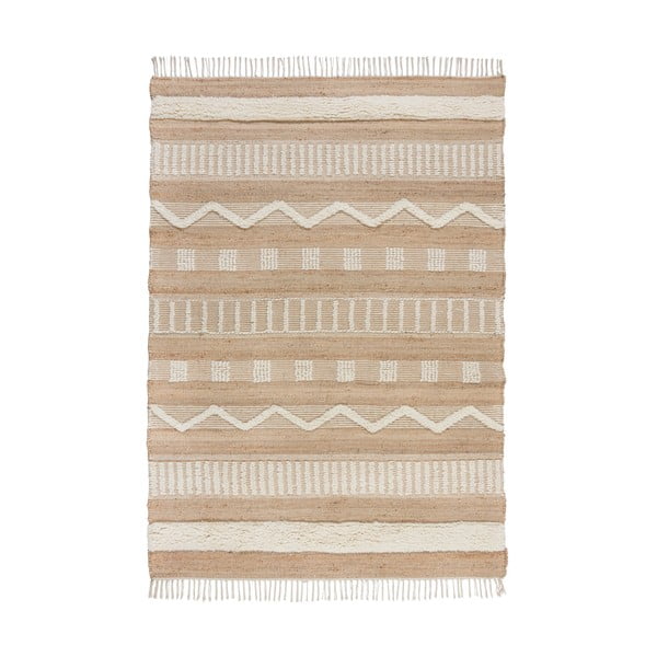 Weißer/naturfarbener, handgewebter Teppich mit Juteanteil, 120 × 170 cm Medina - Flair Rugs