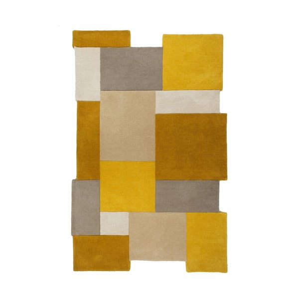 Gelb/beiger Wollteppich 120 x 180 cm Collage - Flair Rugs