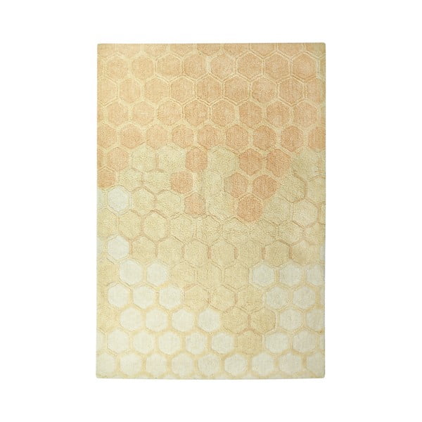 Ockergelber, waschbarer, handgewebter Baumwollteppich, 140 × 200 cm Sweet Honey - Lorena Canals
