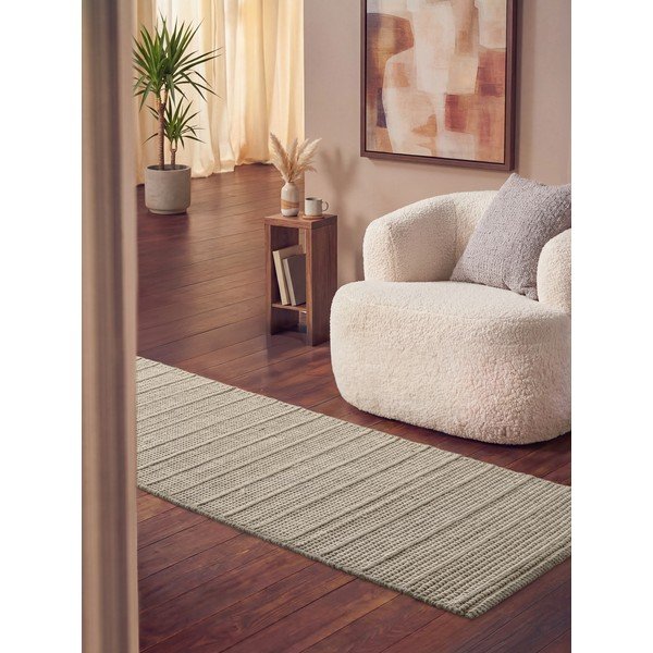 Cremefarbener, handgewebter Läufer aus Wolle, 80 x 250 cm Camden Parker - Ted Baker-image-1