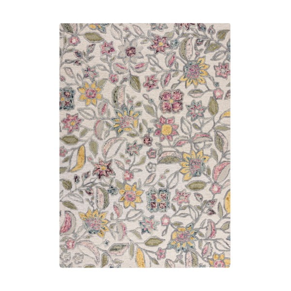 Cremefarbener, handgewebter Wollteppich, 160 × 230 cm Tania Floral - Flair Rugs