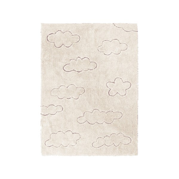 Cremefarbener, waschbarer, handgewebter Baumwoll-Kinderteppich, 120 x 160 cm Clouds - Lorena Canals