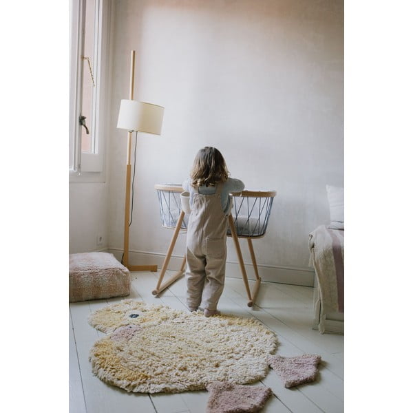 Gelber, waschbarer, handgewebter Baumwoll-Kinderteppich, 95 x 120 cm Ducky - Lorena Canals-image-3