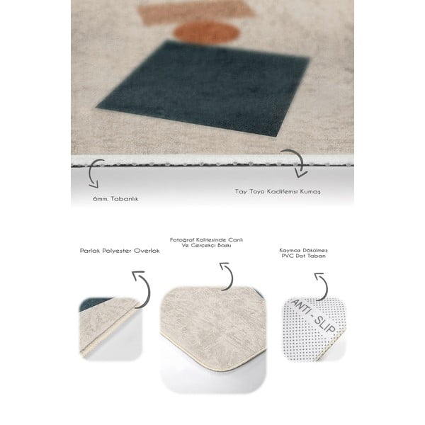 Beigefarbene Samt-Badezimmerteppiche im 2er-Set, 60 × 100 cm Geometry Shapes - Mila Home-image-3
