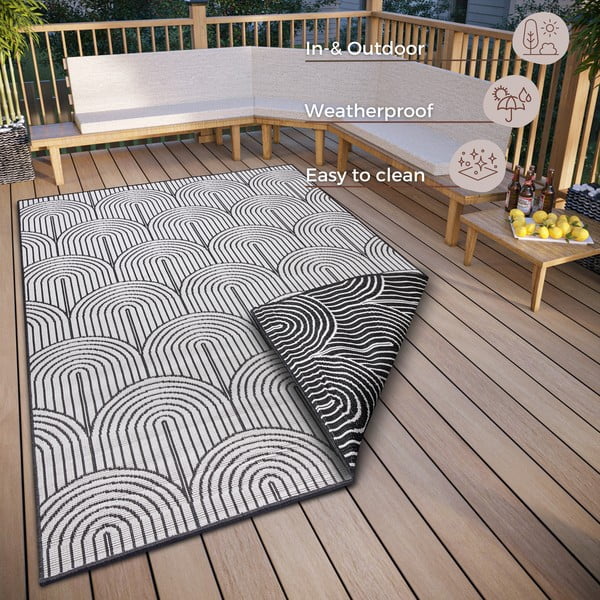 Schwarz-weißer Teppich für den Außenbereich, 160 × 230 cm Pangli Black - Hanse Home-image-3