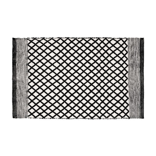 Schwarz-weißer Badezimmerteppich aus recyceltem Kunststoff, 50 x 80 cm Tara - Wenko