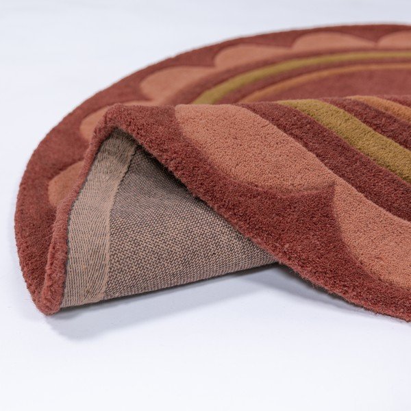 Weinroter, handgewebter, runder Wollteppich, Ø 120 cm Lois - Flair Rugs-image-3