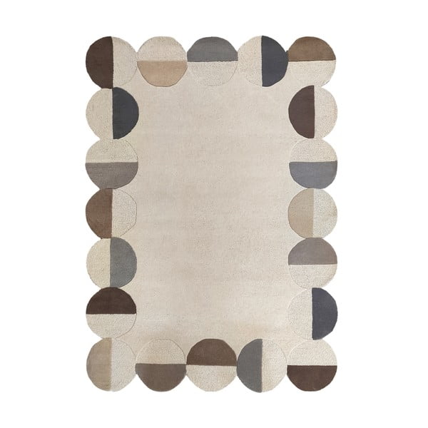 Grau-beiger, handgewebter Wollteppich, 200 × 290 cm Mia Scallop Frame - Flair Rugs