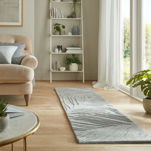 Hellgrauer Wollteppich, Läufer, 60 x 230 cm Lino Leaf - Flair Rugs-image-1