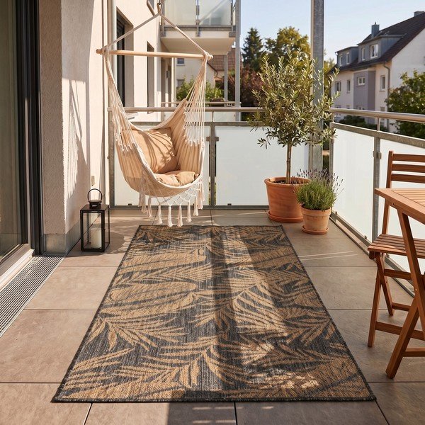 Schwarzer/brauner Teppich für drinnen und draußen, 80 × 150 cm Mira 1451 - Ayyildiz Carpets-image-1