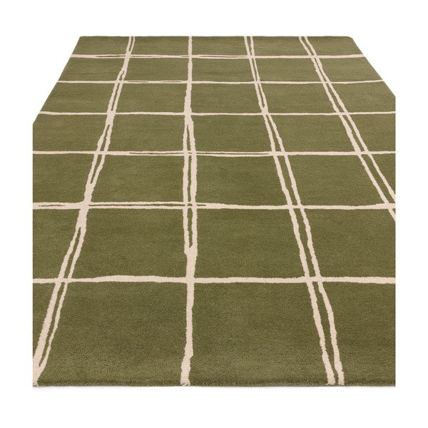 Grüner, handgewebter Wollteppich, 200 × 290 cm Albany Grid - Asiatic Carpets-image-2