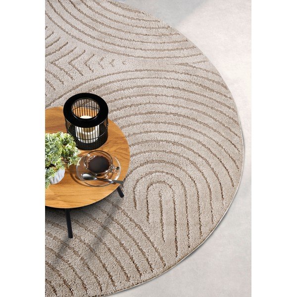 Beiger runder Teppich, Durchmesser 200 cm Panglao New York Taupe - Elle Decoration-image-2