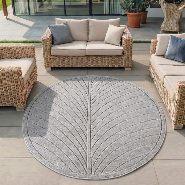 Runder Teppich für den Innen- und Außenbereich in Silber, Ø 80 cm Nova 1204 - Ayyildiz Carpets-image-1