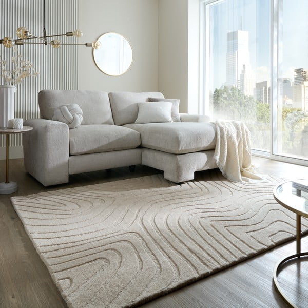 Cremefarbener, handgewebter Wollteppich, 160 × 230 cm Mesmerise Natural - Flair Rugs-image-1