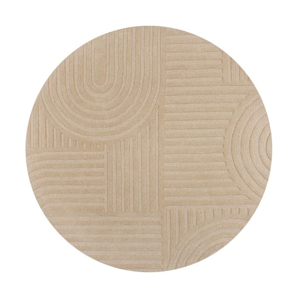 Beiger runder Wollteppich, Durchmesser 160 cm Zen Garden - Flair Rugs