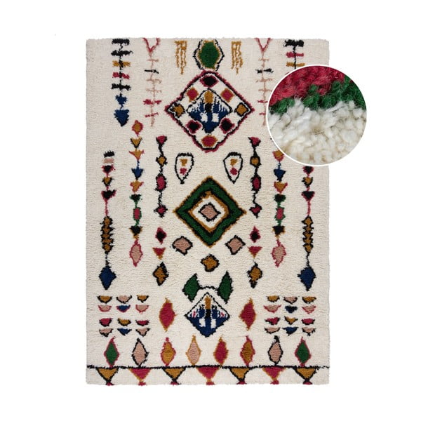 Cremefarbener, handgewebter Wollteppich, 120 x 170 cm Moroccan Fes - Flair Rugs