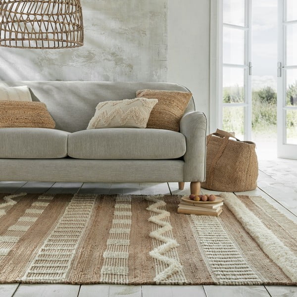 Weißer/naturfarbener, handgewebter Teppich mit Juteanteil, 120 × 170 cm Medina - Flair Rugs-image-1