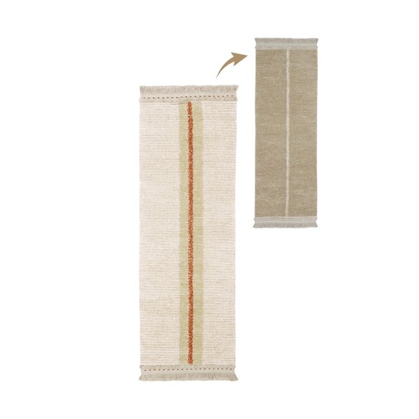 Beige Baumwoll-Läufer 80 x 230 cm Duetto Sage - Lorena Canals-image-1