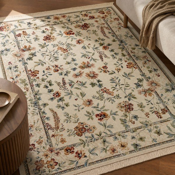 Cremefarbener Viskose-Teppich, 160 × 230 cm Oriental Flowers - Hanse Home-image-1