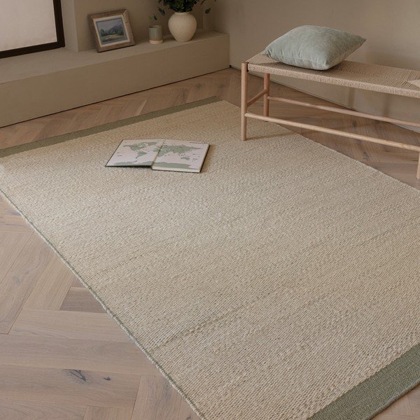 Cremefarbener/salbeigrüner, handgewebter Wollteppich, 120 × 170 cm Lima Sage - Asiatic Carpets-image-1