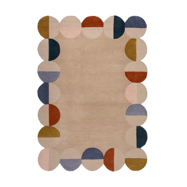 Beiger, handgewebter Wollteppich, 160 x 230 cm Mia Scallop Frame - Flair Rugs