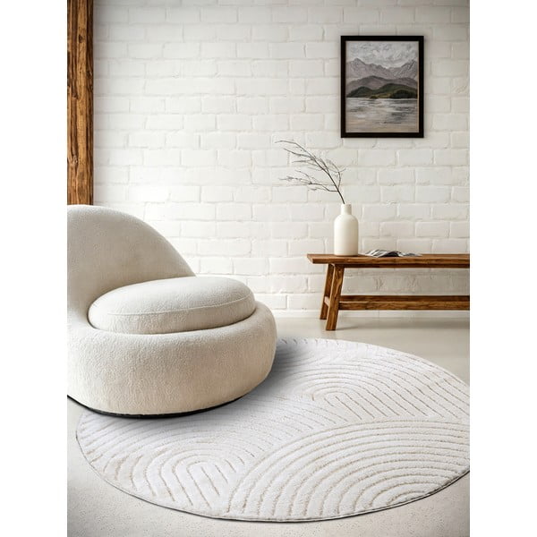 Weißer runder Teppich, Ø 160 cm Panglao New York White - Elle Decoration-image-1
