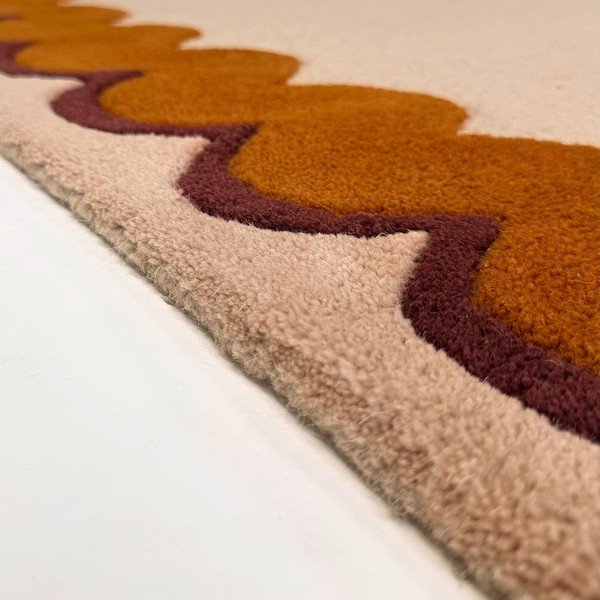 Orangefarbener/naturfarbener, handgewebter Wollteppich, 160 × 230 cm Wiggle Wool - Flair Rugs-image-3