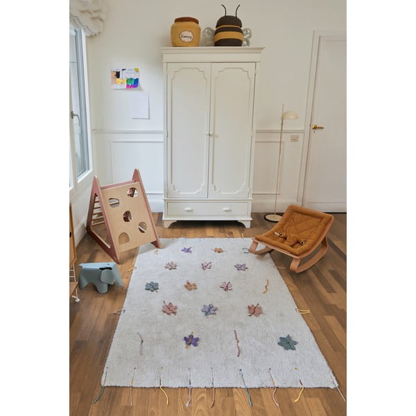 Cremefarbener Spielteppich aus Baumwolle für Kinder, 120 x 160 cm Wildflowers - Lorena Canals-image-1