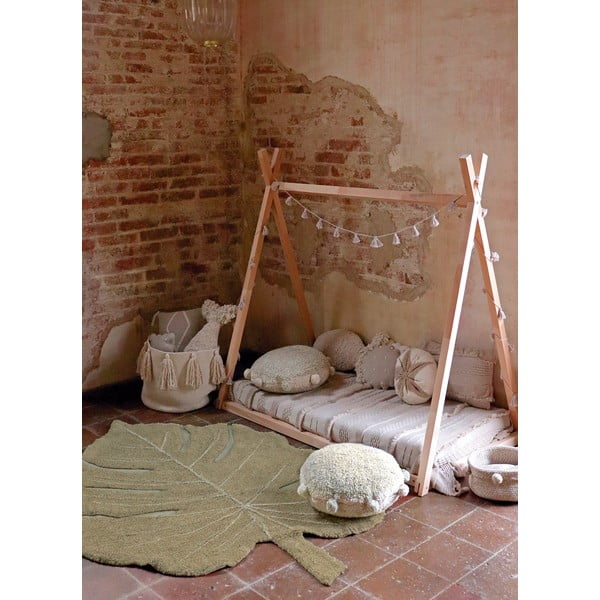 Khaki, waschbarer, handgewebter Baumwollteppich für Kinder, 120 x 180 cm Monstera Olive - Lorena Canals-image-3