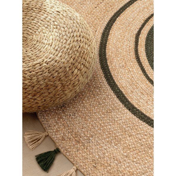 Doppelseitiger, handgewebter runder Jute-Teppich in Naturfarbe, Ø 200 cm Basil - Hanse Home-image-3