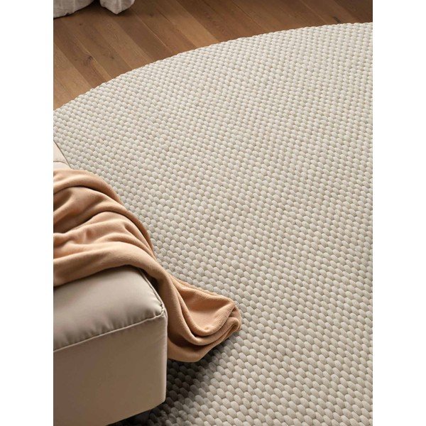 Cremefarbener, handgewebter runder Wollteppich, Ø 160 cm Lyon Beans - Elle Decoration-image-3