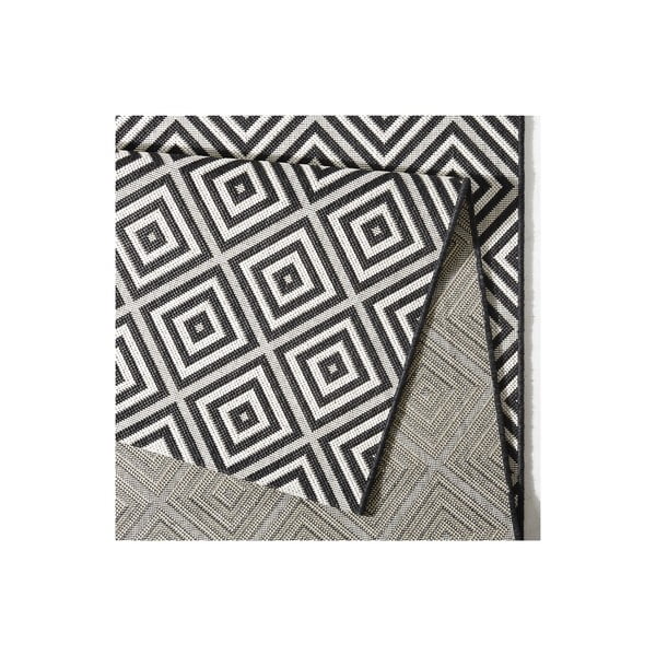 Schwarzer Teppich für Innen- und Außenbereiche 80x150 cm Karo – Hanse Home-image-2