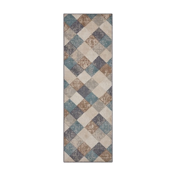 Blau-beiger Läufer, 80 × 200 cm Terrain - Hanse Home