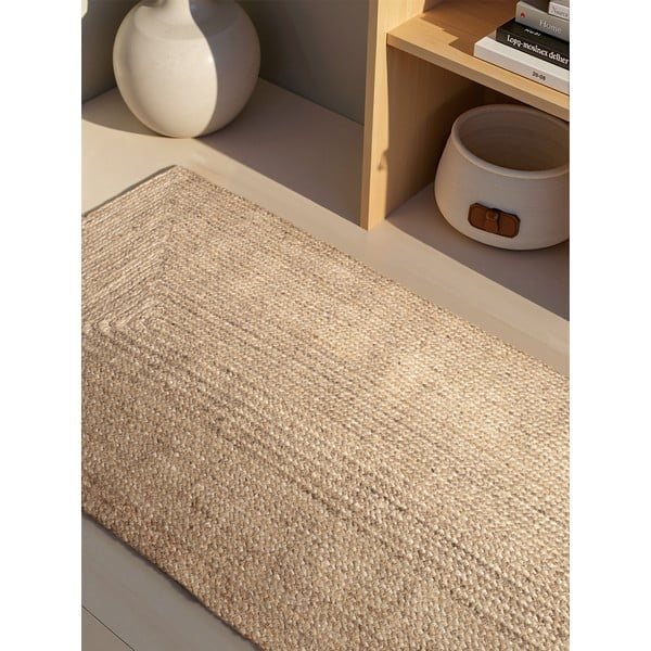 Doppelseitiger/handgewebter Jute-Läufer in hellem Naturton, 80 x 200 cm Juno - Hanse Home-image-3