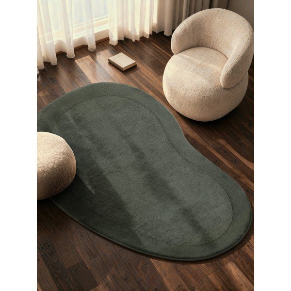 Dunkelgrüner, handgewebter Teppich mit Wollanteil, 125 x 200 cm Organic Kivi Green - Villeroy&Boch-image-1