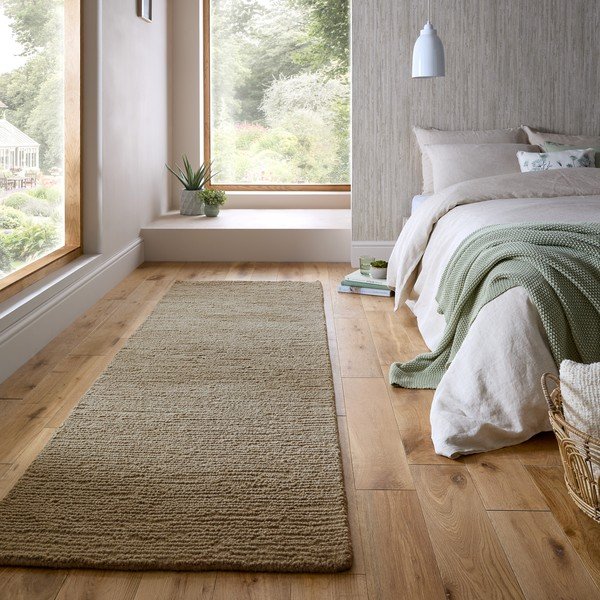 Khaki, handgewebter Wollteppich, 80 x 230 cm Harris Boucle - Flair Rugs-image-1